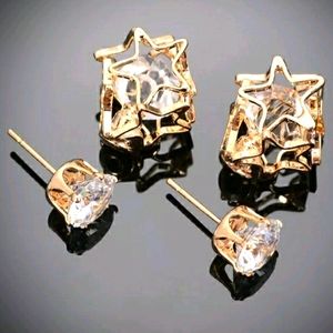 🌟Crystal & Gold Double🌟Side Star Studs🌟